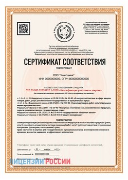 Сертификат СТО 03.080.02033720.1-2020 (Образец) Пушкино Сертификат СТО 03.080.02033720.1-2020